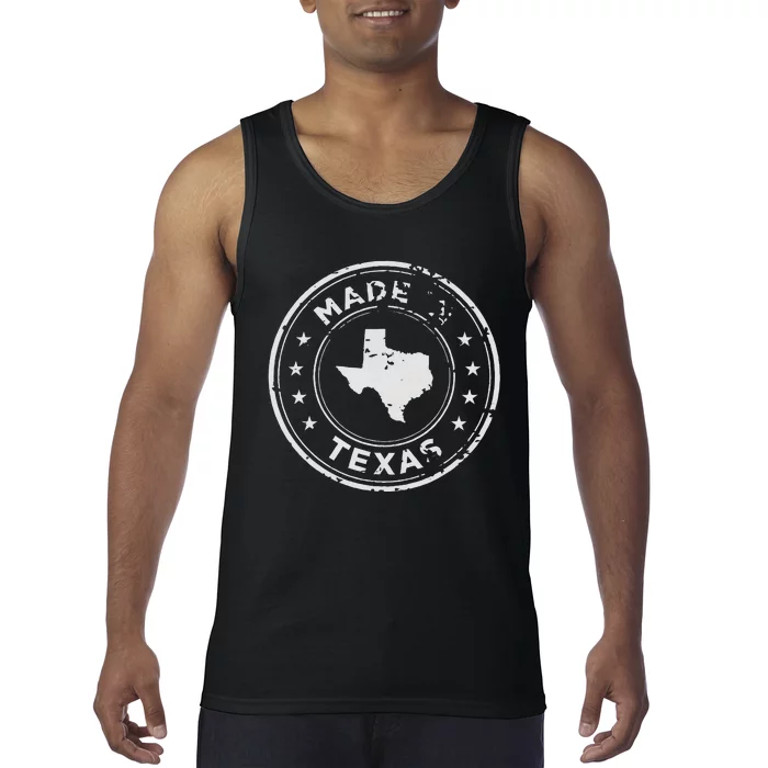 Vintage Made In Texas State Word Design Tank Top