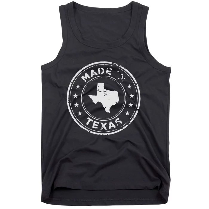 Vintage Made In Texas State Word Design Tank Top