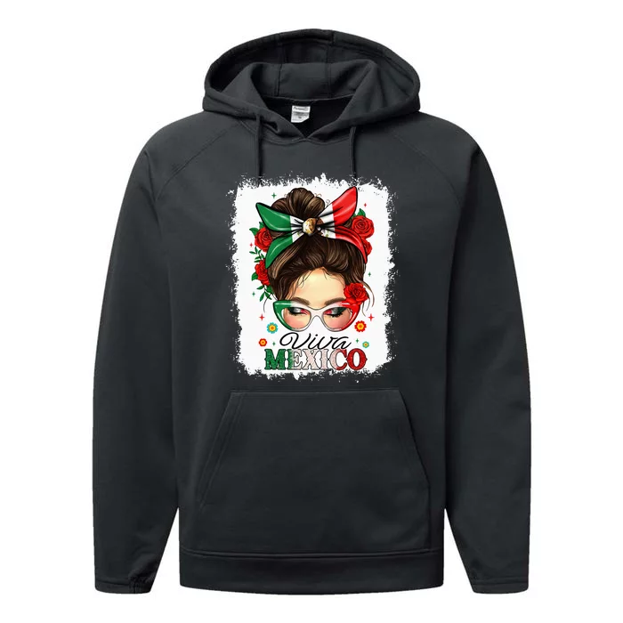 Viva Mexico Independence Day Mexican Flag Performance Fleece Hoodie