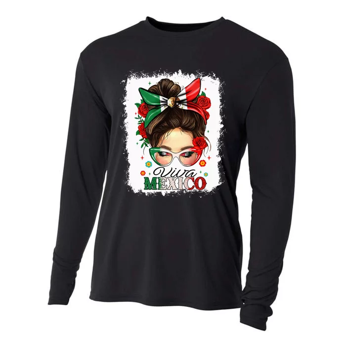 Viva Mexico Independence Day Mexican Flag Cooling Performance Long Sleeve Crew