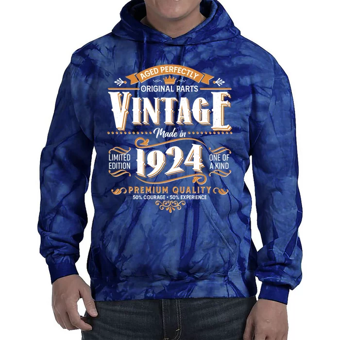 Vintage Made In 1924 100th Birthday Aged Perfectly Original Parts Tie Dye Hoodie