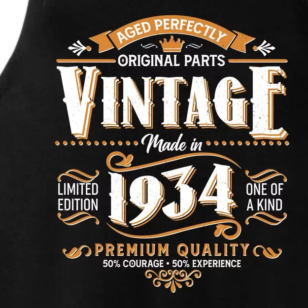 Vintage Made In 1934 90th Birthday Aged Perfectly Original Parts Ladies Tri-Blend Wicking Tank