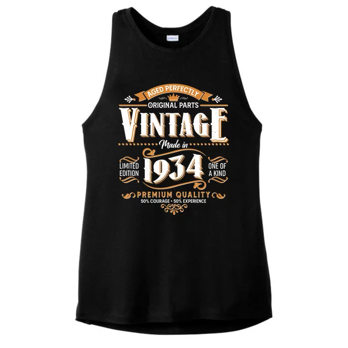 Vintage Made In 1934 90th Birthday Aged Perfectly Original Parts Ladies Tri-Blend Wicking Tank