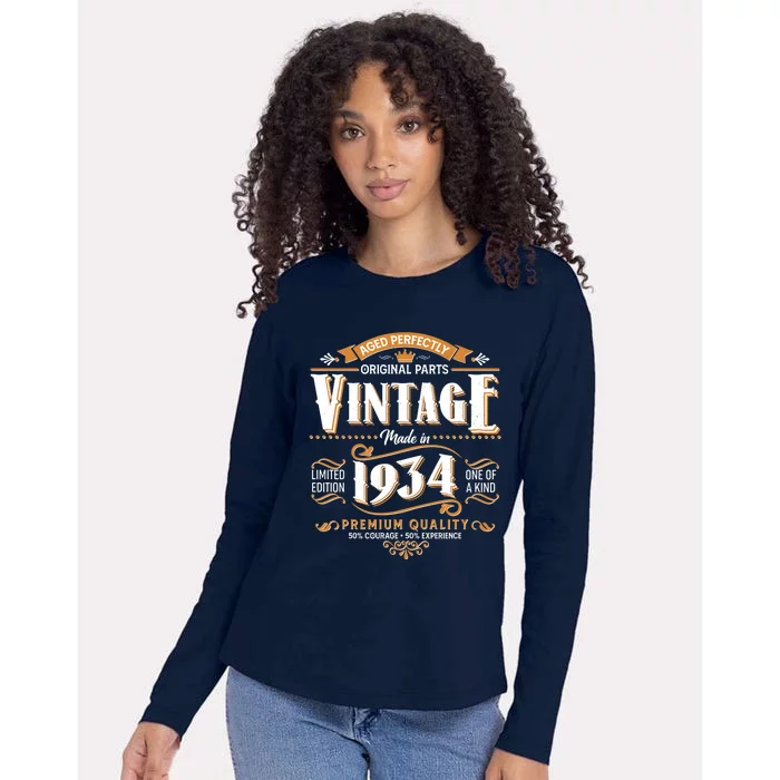 Vintage Made In 1934 90th Birthday Aged Perfectly Original Parts Womens Cotton Relaxed Long Sleeve T-Shirt