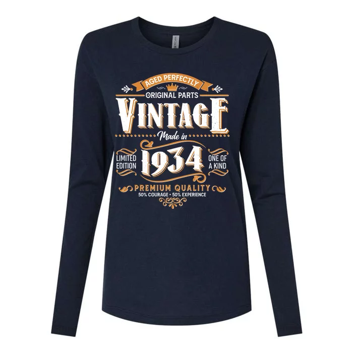 Vintage Made In 1934 90th Birthday Aged Perfectly Original Parts Womens Cotton Relaxed Long Sleeve T-Shirt