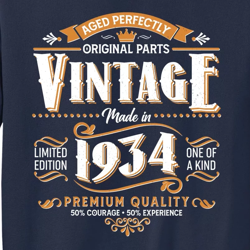 Vintage Made In 1934 90th Birthday Aged Perfectly Original Parts Sweatshirt