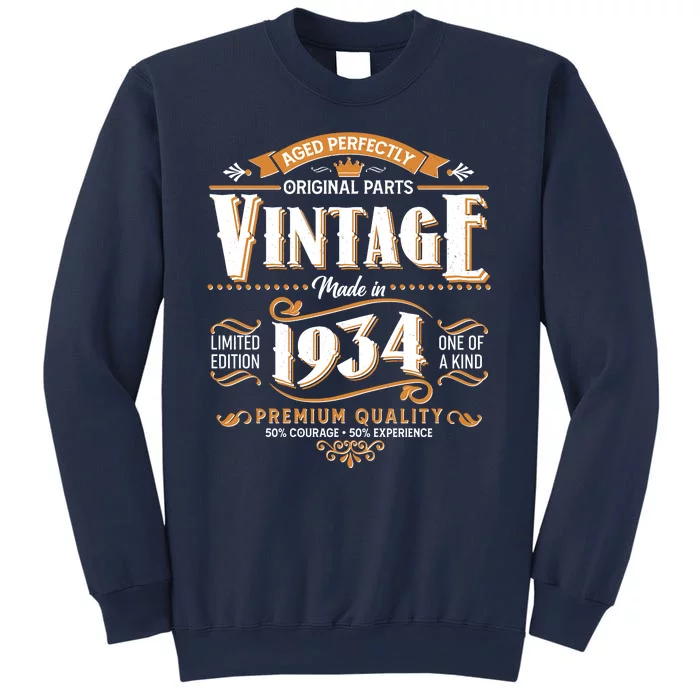 Vintage Made In 1934 90th Birthday Aged Perfectly Original Parts Sweatshirt