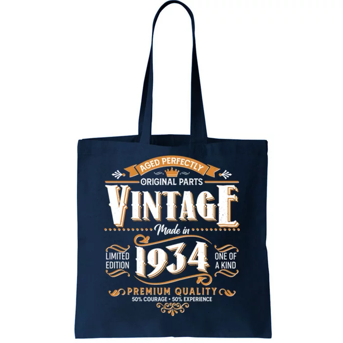 Vintage Made In 1934 90th Birthday Aged Perfectly Original Parts Tote Bag