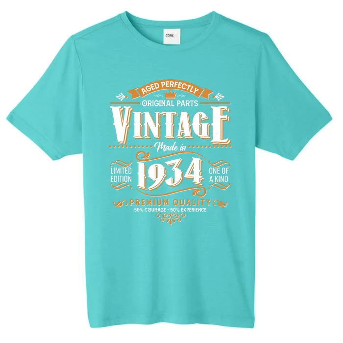 Vintage Made In 1934 90th Birthday Aged Perfectly Original Parts ChromaSoft Performance T-Shirt