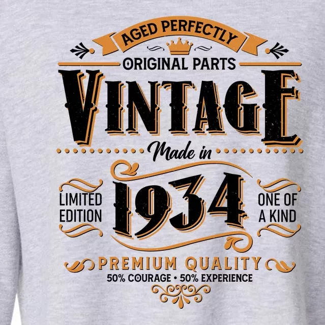 Vintage Made In 1934 90th Birthday Aged Perfectly Original Parts Cropped Pullover Crew