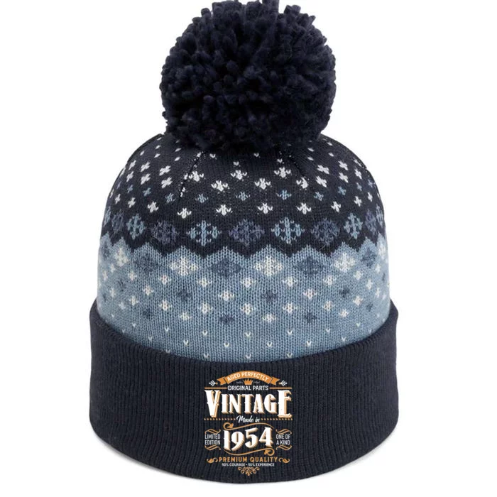 Vintage Made In 1954 70th Birthday Aged Perfectly Original Parts The Baniff Cuffed Pom Beanie