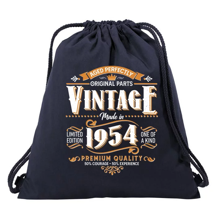 Vintage Made In 1954 70th Birthday Aged Perfectly Original Parts Drawstring Bag