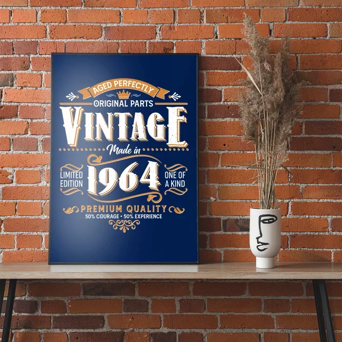 Vintage Made In 1964 60th Birthday Aged Perfectly Original Parts Poster