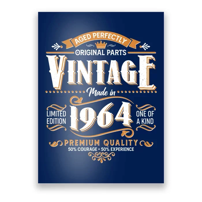 Vintage Made In 1964 60th Birthday Aged Perfectly Original Parts Poster