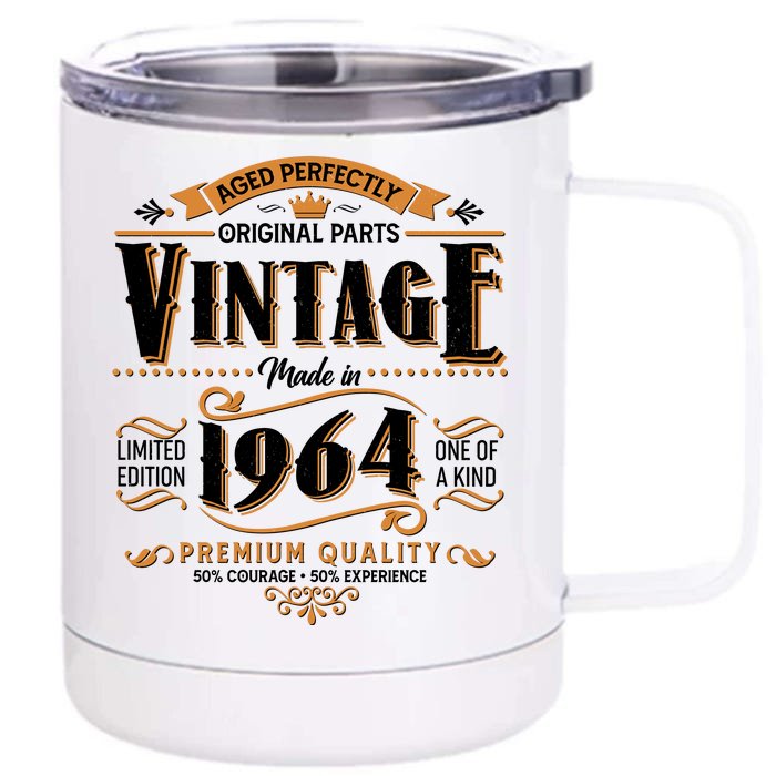 Vintage Made In 1964 60th Birthday Aged Perfectly Original Parts Front & Back 12oz Stainless Steel Tumbler Cup