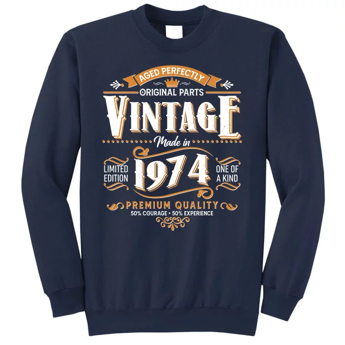 Vintage Made In 1974 50th Birthday Aged Perfectly Original Parts Sweatshirt