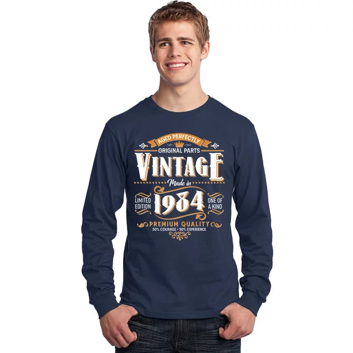 Vintage Made In 1984 40th Birthday Aged Perfectly Original Parts Tall Long Sleeve T-Shirt