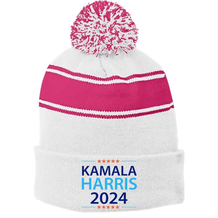 Vote Madam Kamala For The People Stripe Pom Pom Beanie