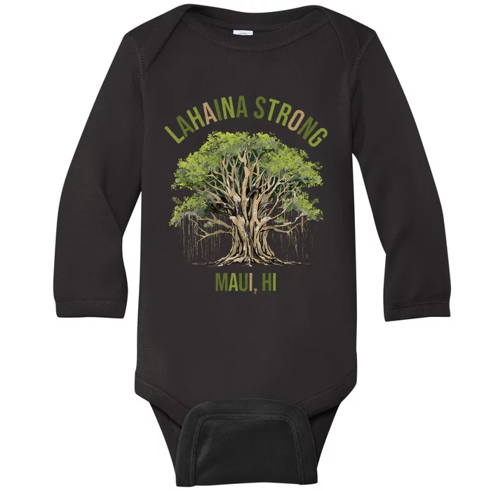 Vintage Maui Lahaina Hawaii Old Banyan Tree Strong For All Baby Long Sleeve Bodysuit