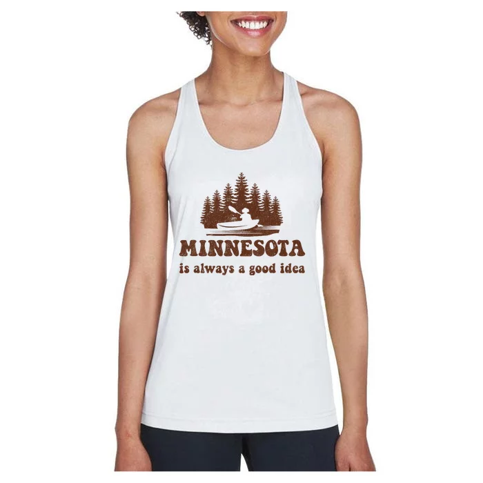 Vintage Minnesota Lake Life Gift Women's Racerback Tank