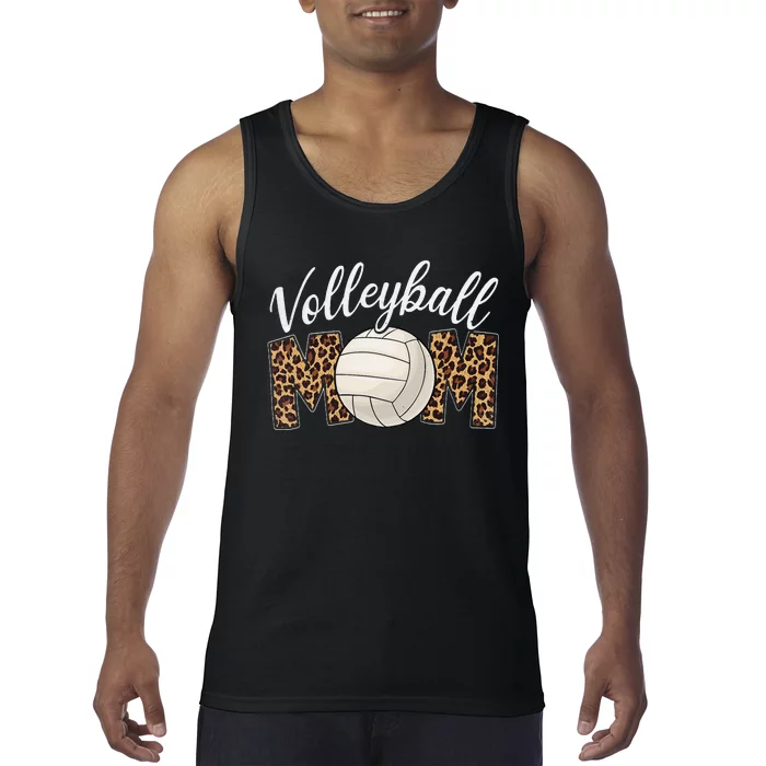 Volleyball Mom Leopard Funny Sport Ball Mom Mother's Day Tank Top