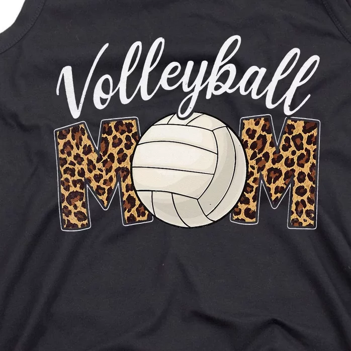 Volleyball Mom Leopard Funny Sport Ball Mom Mother's Day Tank Top