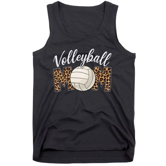 Volleyball Mom Leopard Funny Sport Ball Mom Mother's Day Tank Top