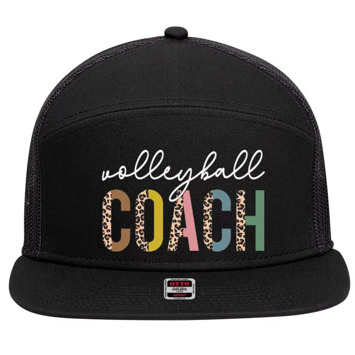 Volleyball Mom Leopard Volleyball Coach Team Gift 7 Panel Mesh Trucker Snapback Hat