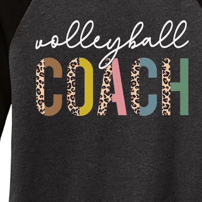 Volleyball Mom Leopard Volleyball Coach Team Gift Women's Tri-Blend 3/4-Sleeve Raglan Shirt