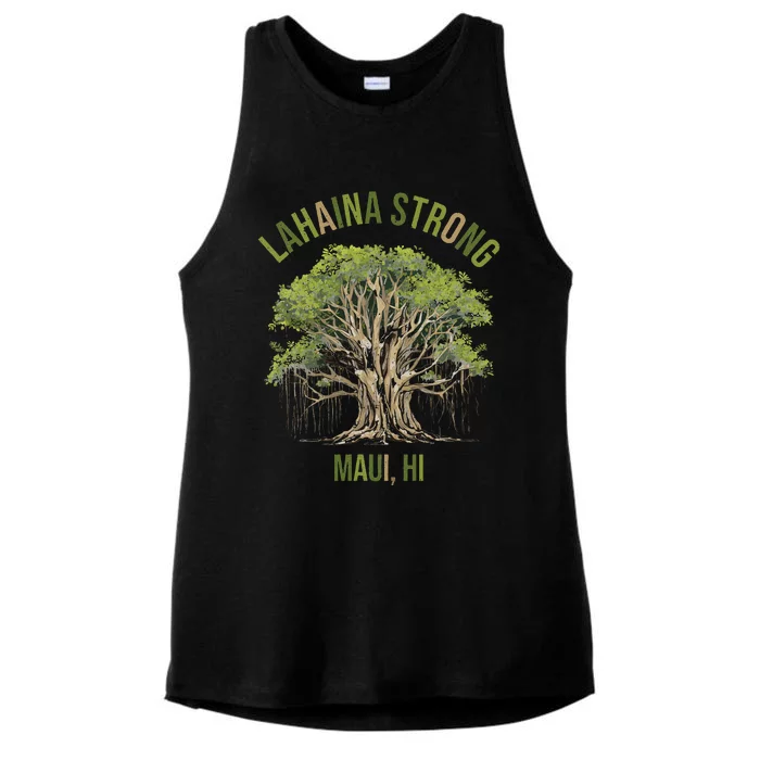 Vintage Maui Lahaina Banyan Tree Ladies Tri-Blend Wicking Tank