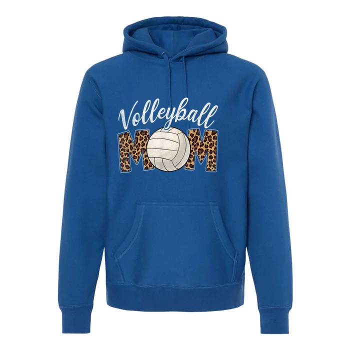 Volleyball Mom Leopard Funny Sport Ball Mom Mother's Day Gift Premium Hoodie