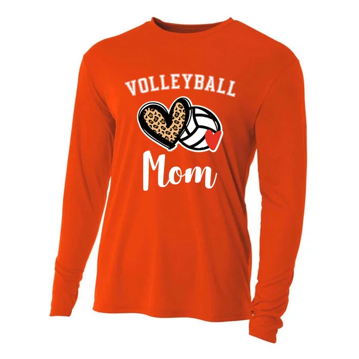 Volleyball Mom Leopard Heart Funny Gift Cooling Performance Long Sleeve Crew