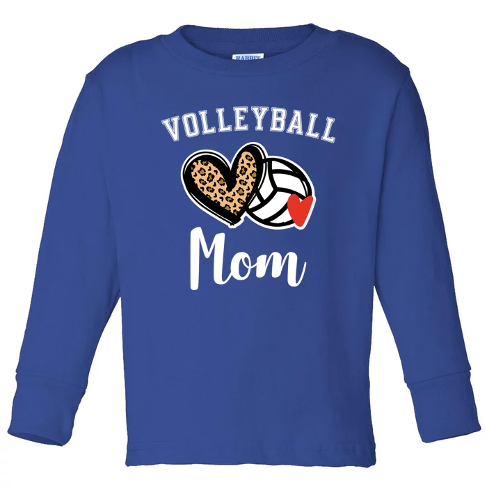 Volleyball Mom Leopard Heart Funny Gift Toddler Long Sleeve Shirt