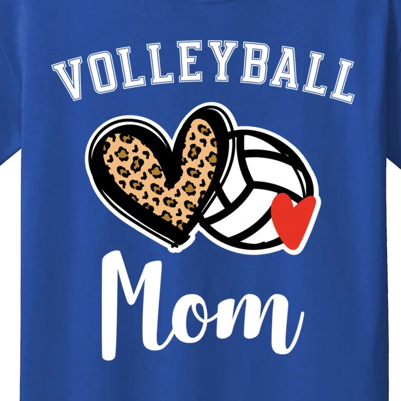 Volleyball Mom Leopard Heart Funny Gift Kids T-Shirt