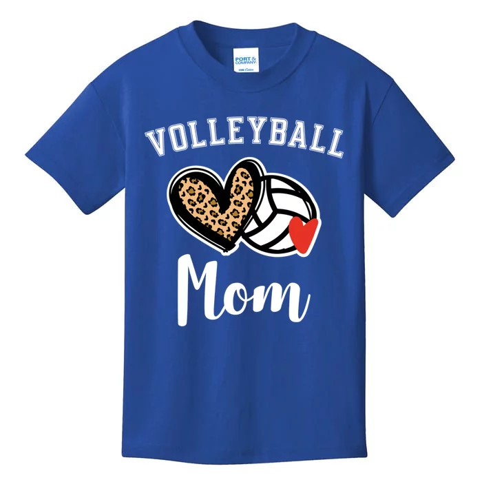 Volleyball Mom Leopard Heart Funny Gift Kids T-Shirt