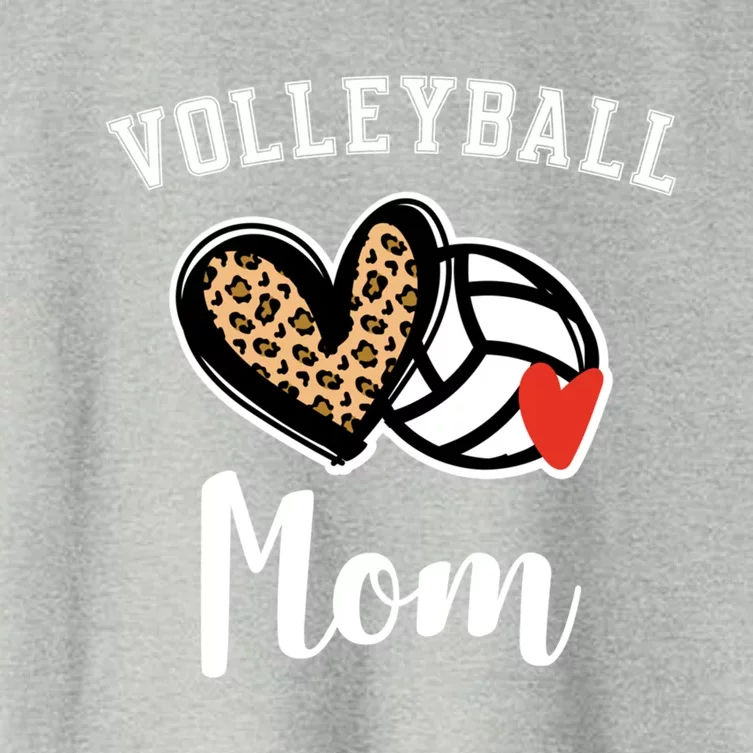 Volleyball Mom Leopard Heart Funny Gift Women's Crop Top Tee