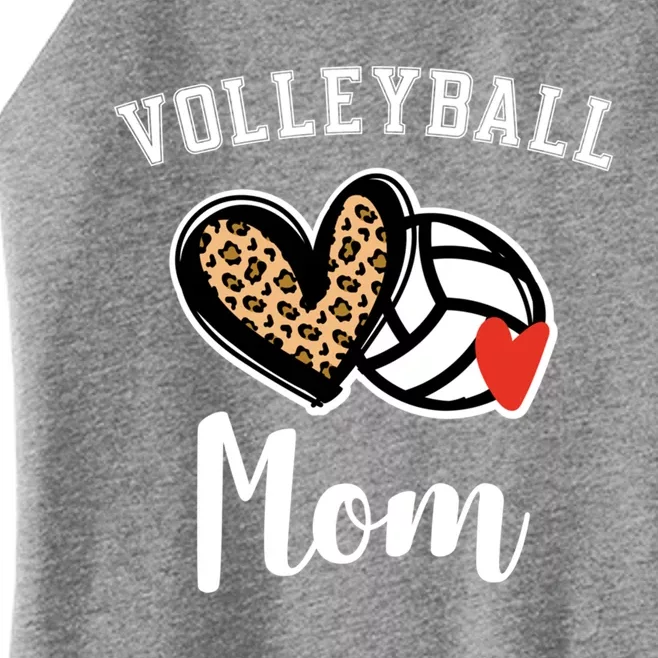 Volleyball Mom Leopard Heart Funny Gift Women’s Perfect Tri Rocker Tank