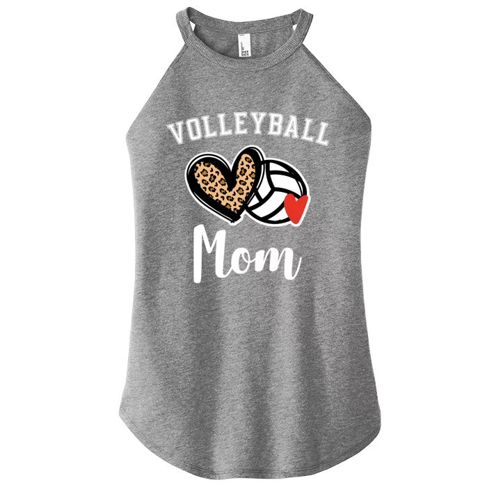 Volleyball Mom Leopard Heart Funny Gift Women’s Perfect Tri Rocker Tank