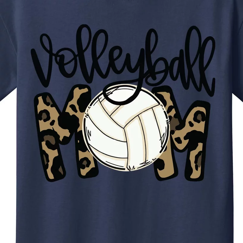 Volleyball Mom Leopard Funny Ball Mom Mother's Day Gift Kids T-Shirt