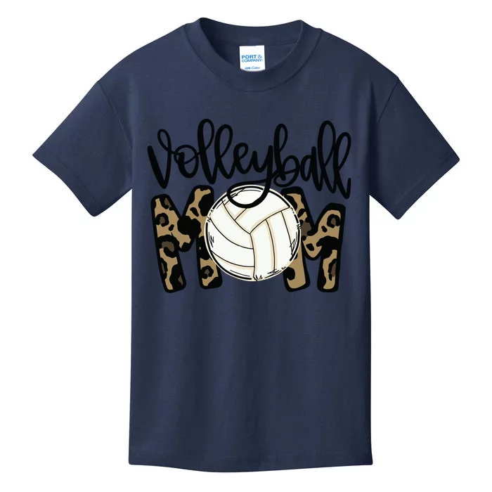 Volleyball Mom Leopard Funny Ball Mom Mother's Day Gift Kids T-Shirt