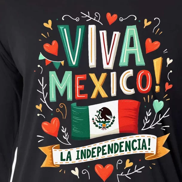 Viva Mexico La Independencia Fiesta Mexican Independence Day Gift Cooling Performance Long Sleeve Crew