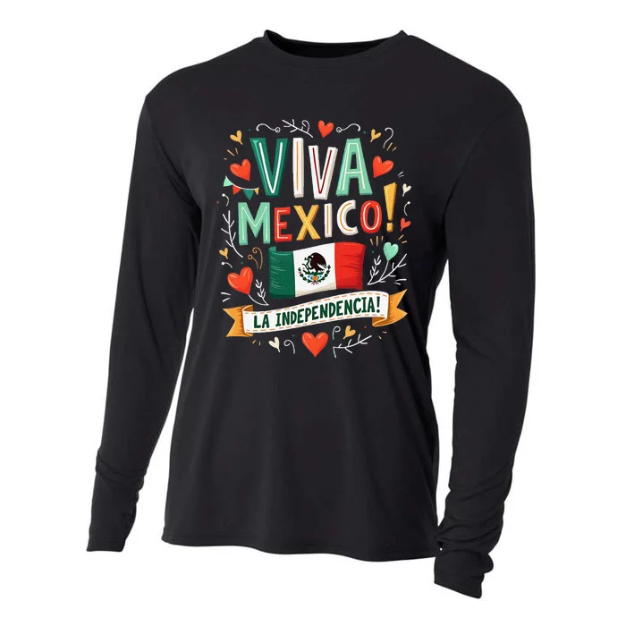 Viva Mexico La Independencia Fiesta Mexican Independence Day Gift Cooling Performance Long Sleeve Crew