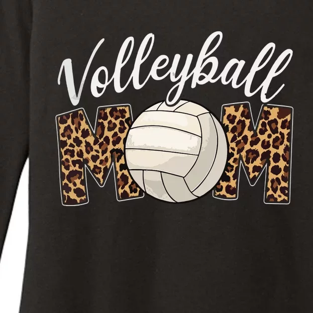 Volleyball Mom Leopard Funny Sport Ball Mom Mother's Day Womens CVC Long Sleeve Shirt