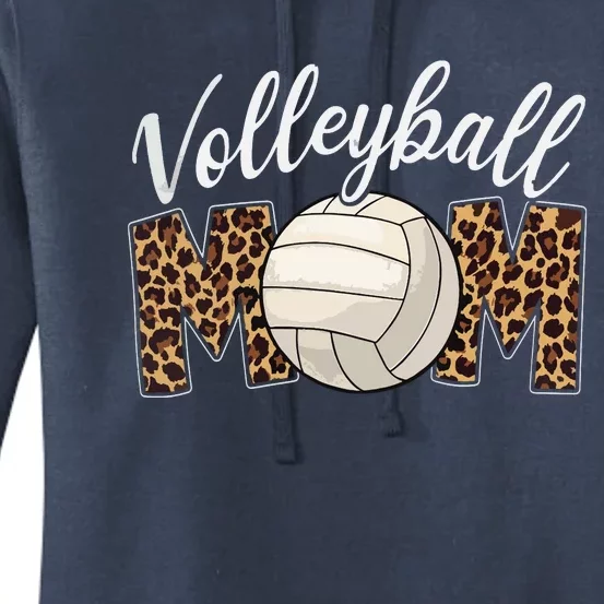 Volleyball Mom Leopard Funny Sport Ball Mom Mother's Day Women's Pullover Hoodie