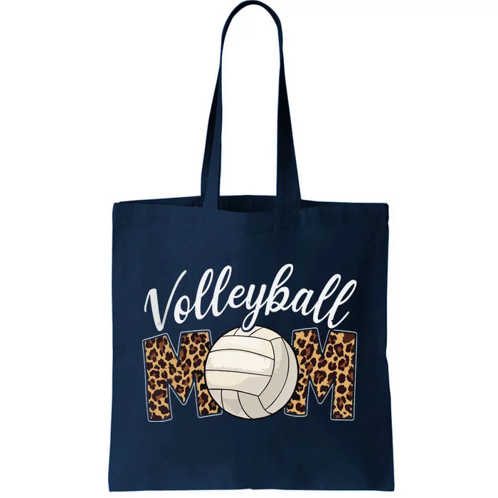 Volleyball Mom Leopard Funny Sport Ball Mom Mother's Day Tote Bag