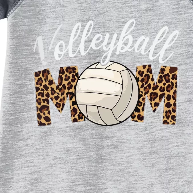 Volleyball Mom Leopard Funny Sport Ball Mom Mother's Day Infant Baby Jersey Bodysuit