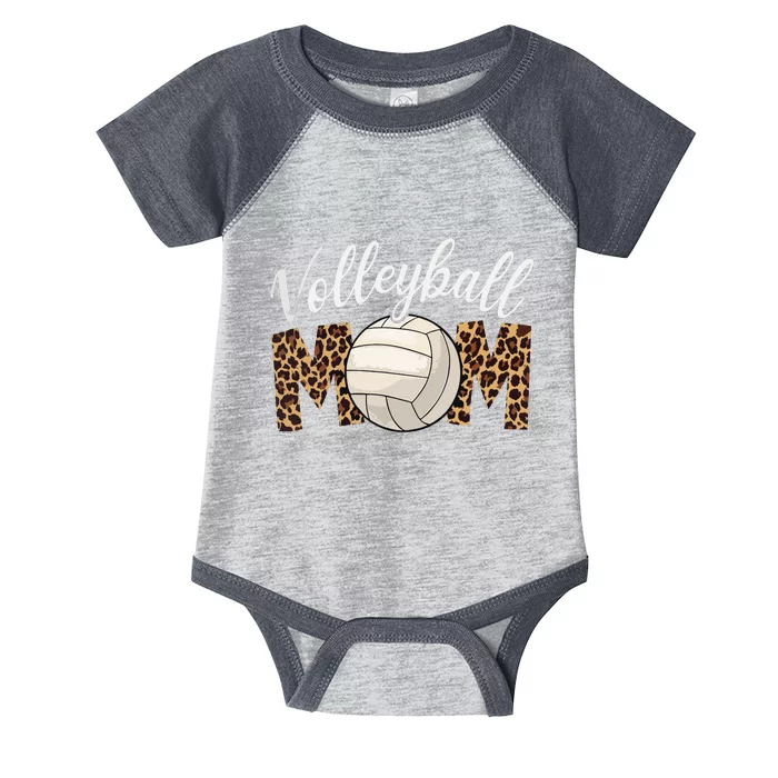 Volleyball Mom Leopard Funny Sport Ball Mom Mother's Day Infant Baby Jersey Bodysuit