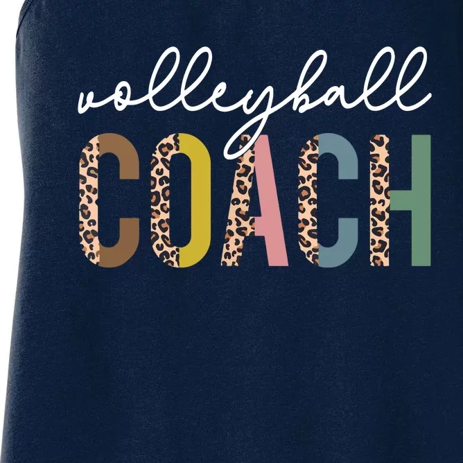 Volleyball Mom Leopard Volleyball Coach Team Gift Women's Racerback Tank