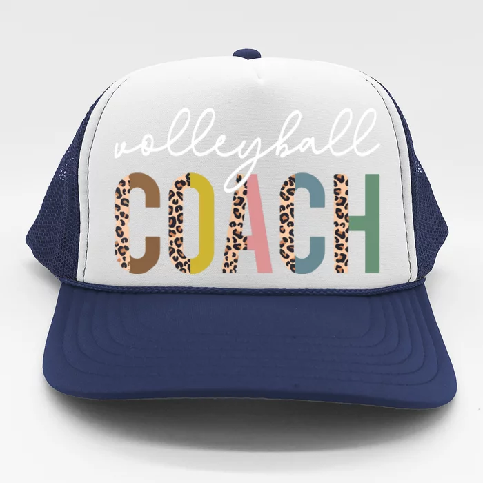 Volleyball Mom Leopard Volleyball Coach Team Gift Trucker Hat