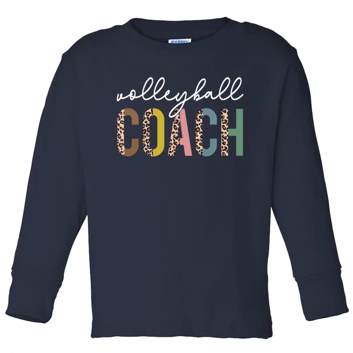 Volleyball Mom Leopard Volleyball Coach Team Gift Toddler Long Sleeve Shirt